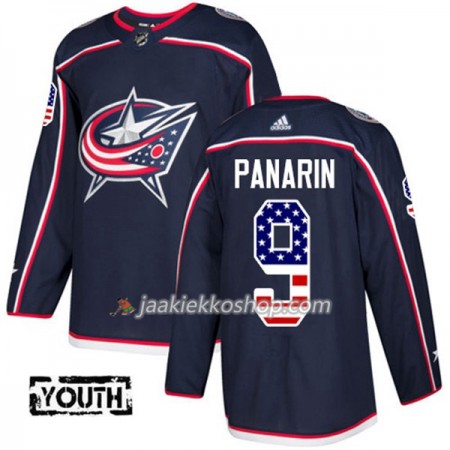 Lapsille NHL Blue Jackets Pelipaita Artemi Panarin 9 Adidas 2017-2018 Marine Sininen USA Flag Fashion Authentic